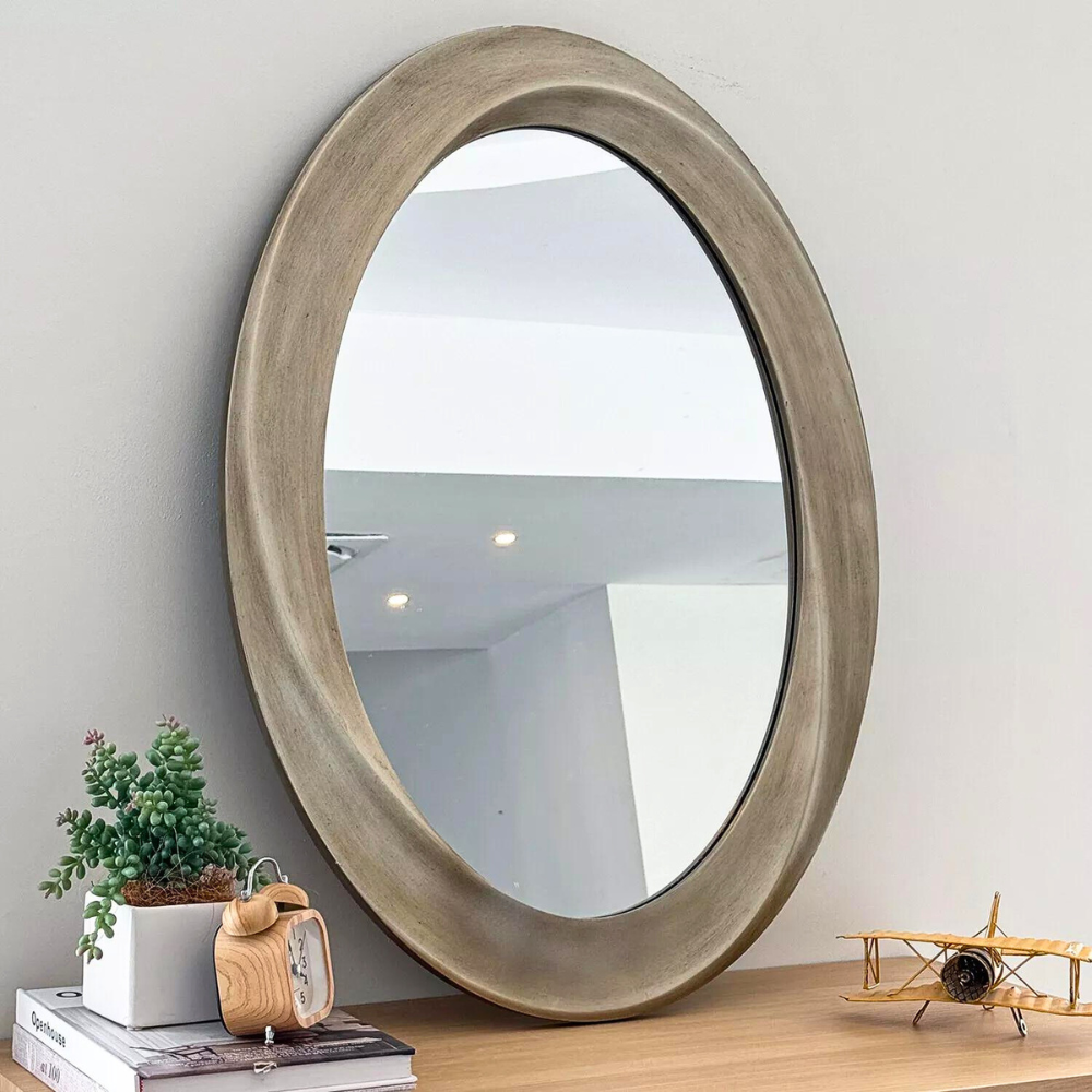 Swirl Style Oval Antique Gold Vintage Hanging Mirror_3