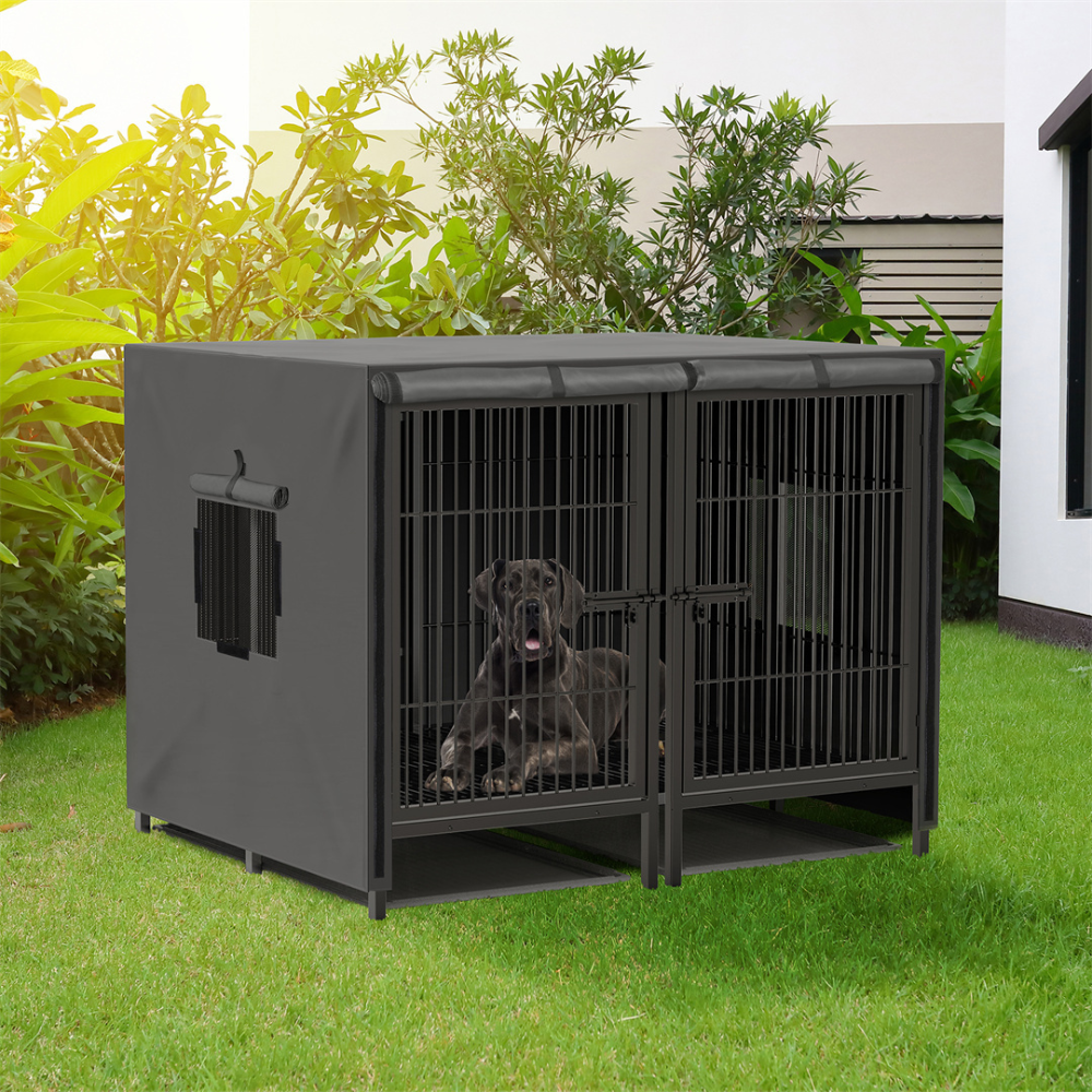 Double Door Waterproof Dog Kennel Cover_1