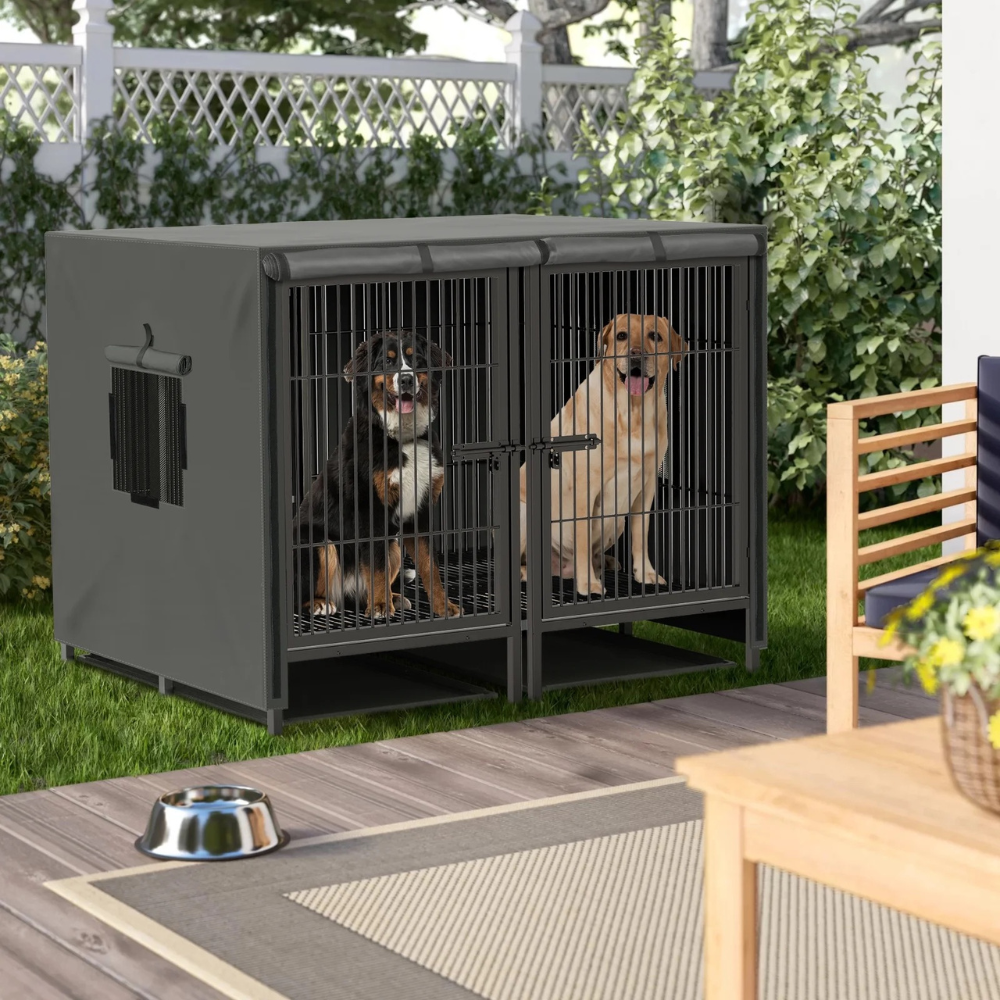 Double Door Waterproof Dog Kennel Cover_2