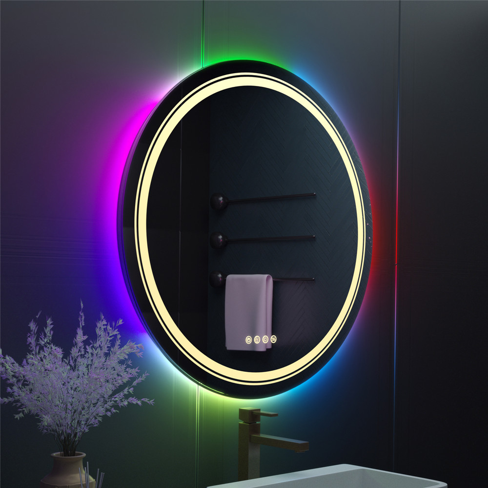 Round Bathroom Mirror with LED RGB Light_2