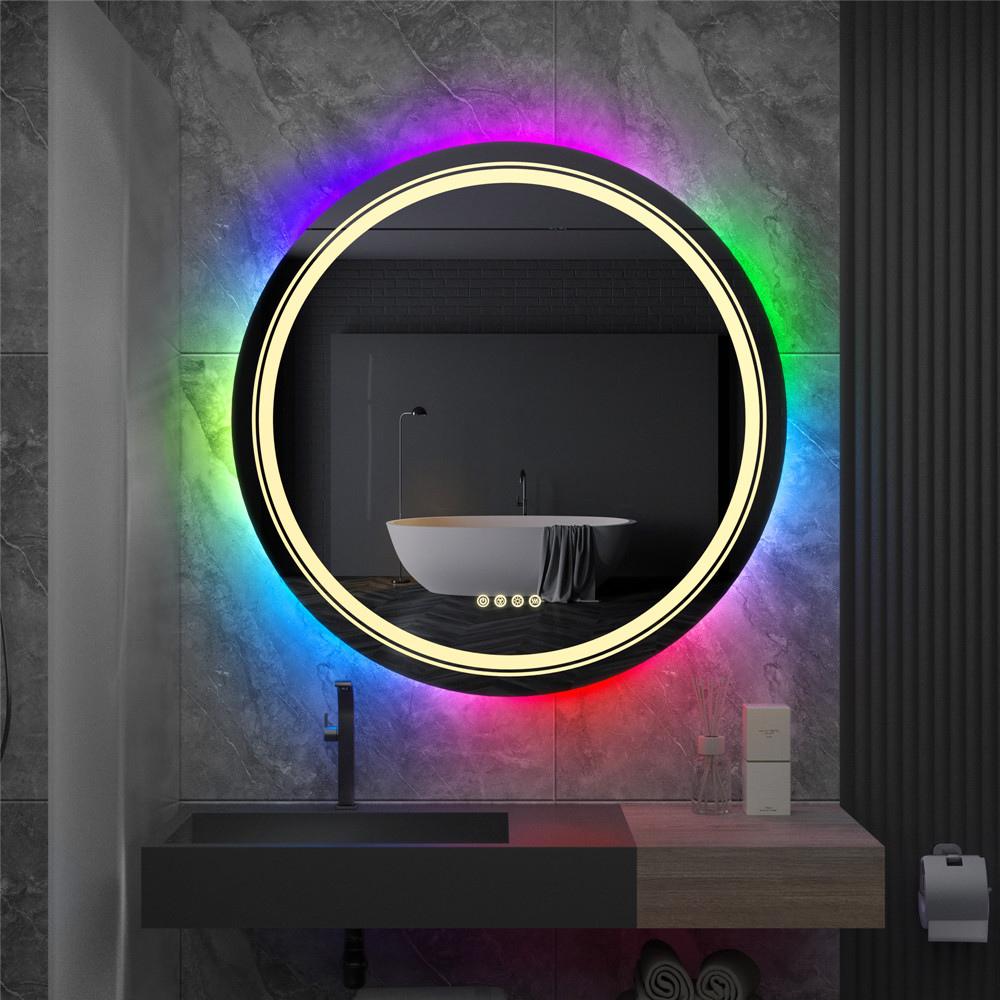 Round Bathroom Mirror with LED RGB Light_3