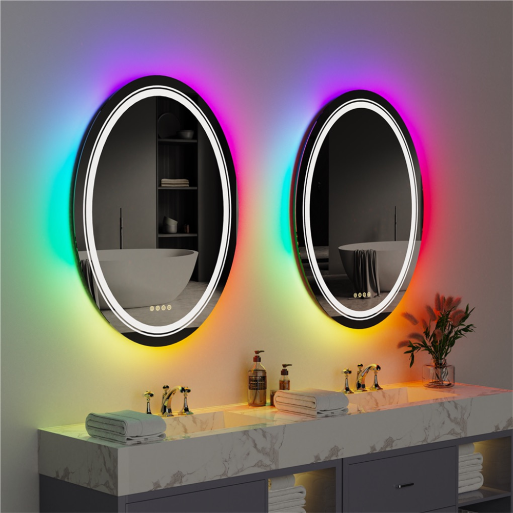 Round Bathroom Mirror with LED RGB Light_4