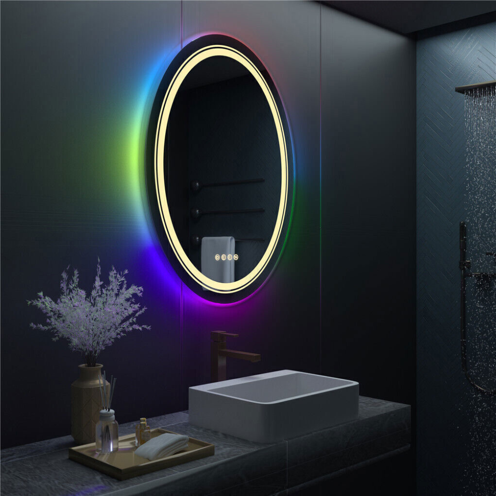 Round Bathroom Mirror with LED RGB Light_5