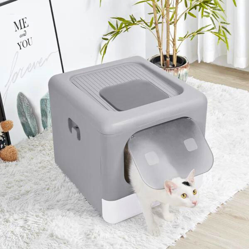 Sleek and Functional Cat Litter Box-Detachable Design_2