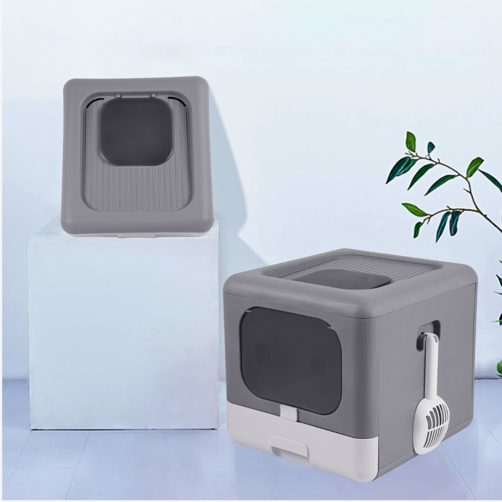 Sleek and Functional Cat Litter Box-Detachable Design_4