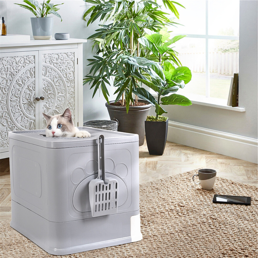 Stylish Cat Litter Box Enclosure with Portable Scoop Drawer_2