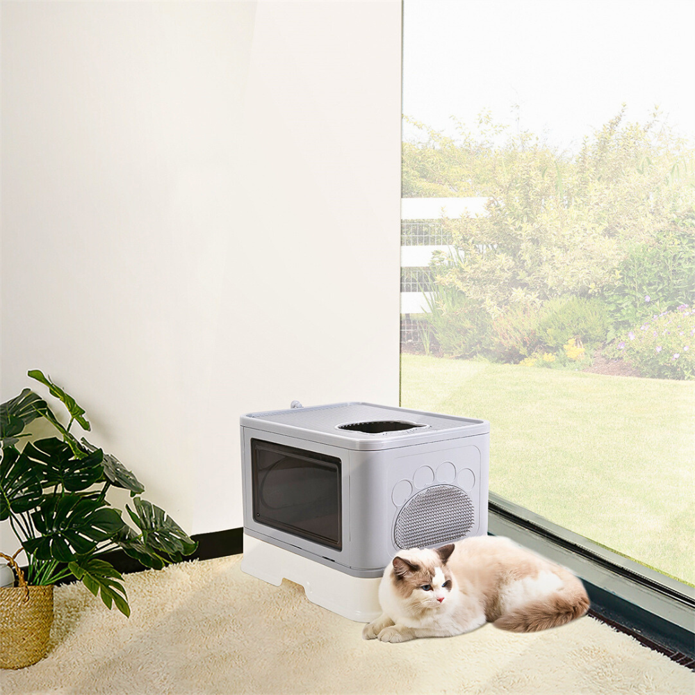 Stylish Cat Litter Box Enclosure with Portable Scoop Drawer_3