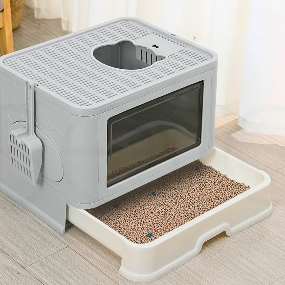 Stylish Cat Litter Box Enclosure with Portable Scoop Drawer_4