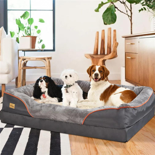 Removable and Washable Waterproof Large Dog Bed with Anti-Allergy Fleece Cover_0