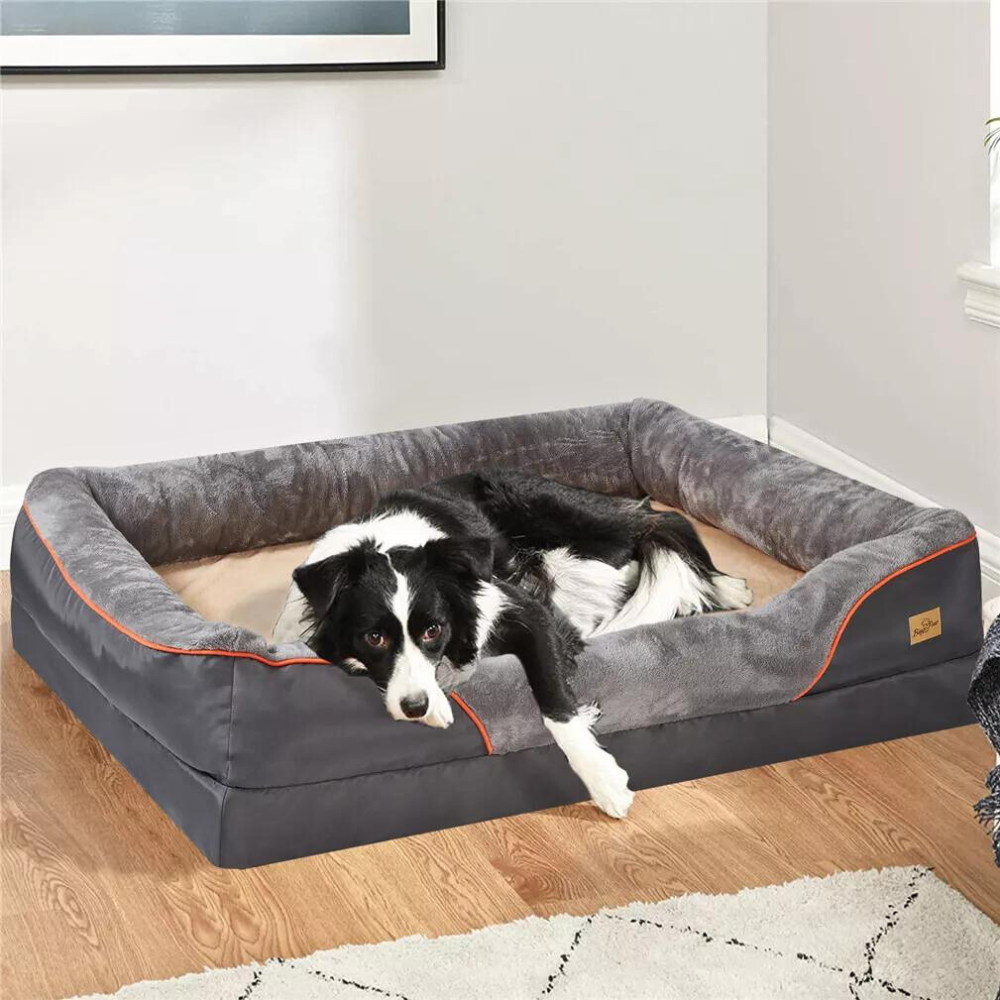 Removable and Washable Waterproof Large Dog Bed with Anti-Allergy Fleece Cover_6