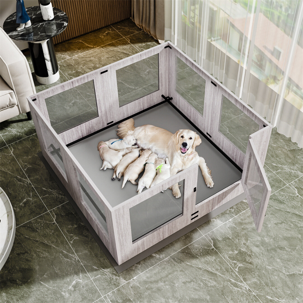 Premium Pet Whelping Box with Waterproof Fertility Pad_1