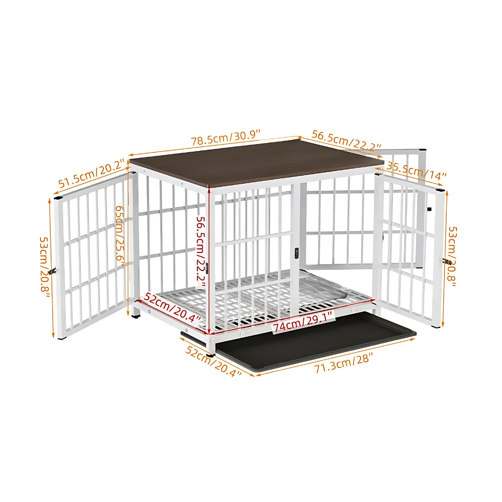 3-Door Dog Furniture Style Dog Crate End Table Pet Kennel with Removable Tray_13