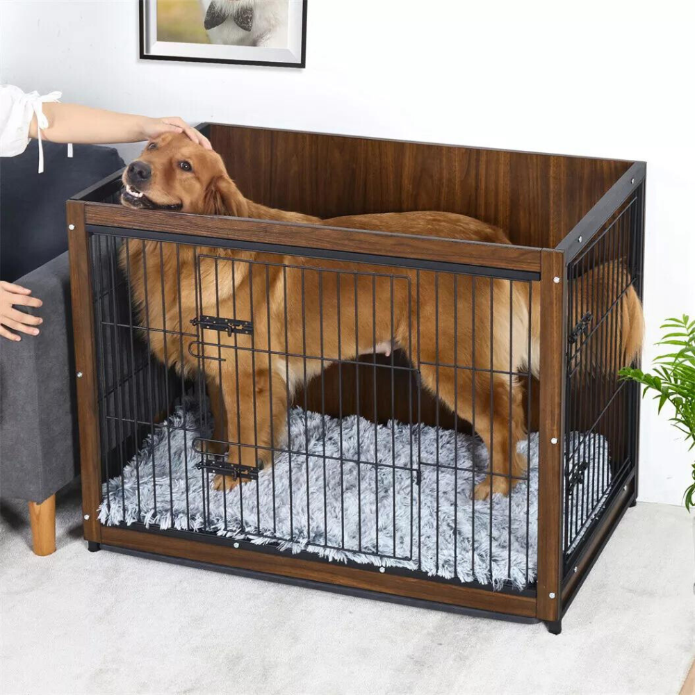 Wooden Pet Kennel Crate with Tabletop – Spacious Indoor Furniture for Medium to Large Dogs_3