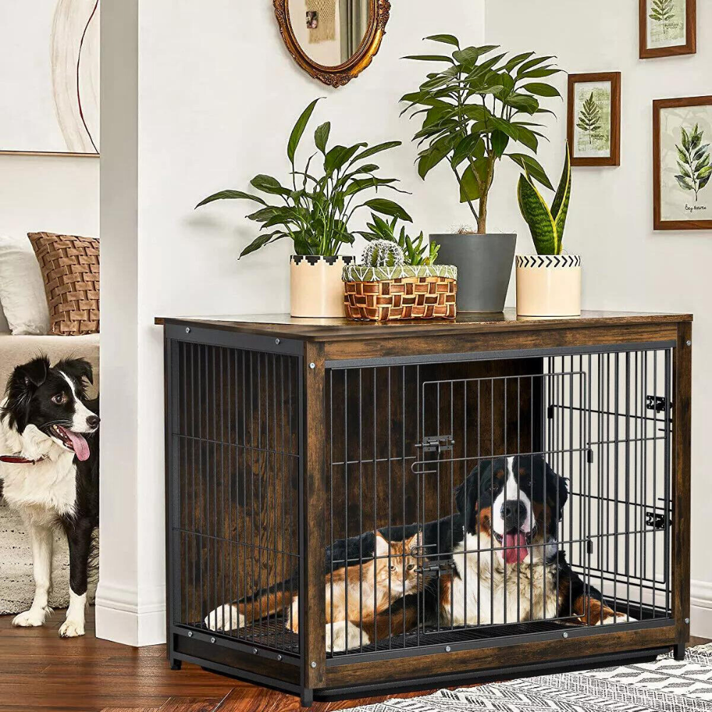 Wooden Pet Kennel Crate with Tabletop – Spacious Indoor Furniture for Medium to Large Dogs_6