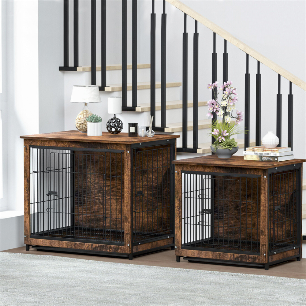 Wooden Pet Kennel Crate with Tabletop – Spacious Indoor Furniture for Medium to Large Dogs_7