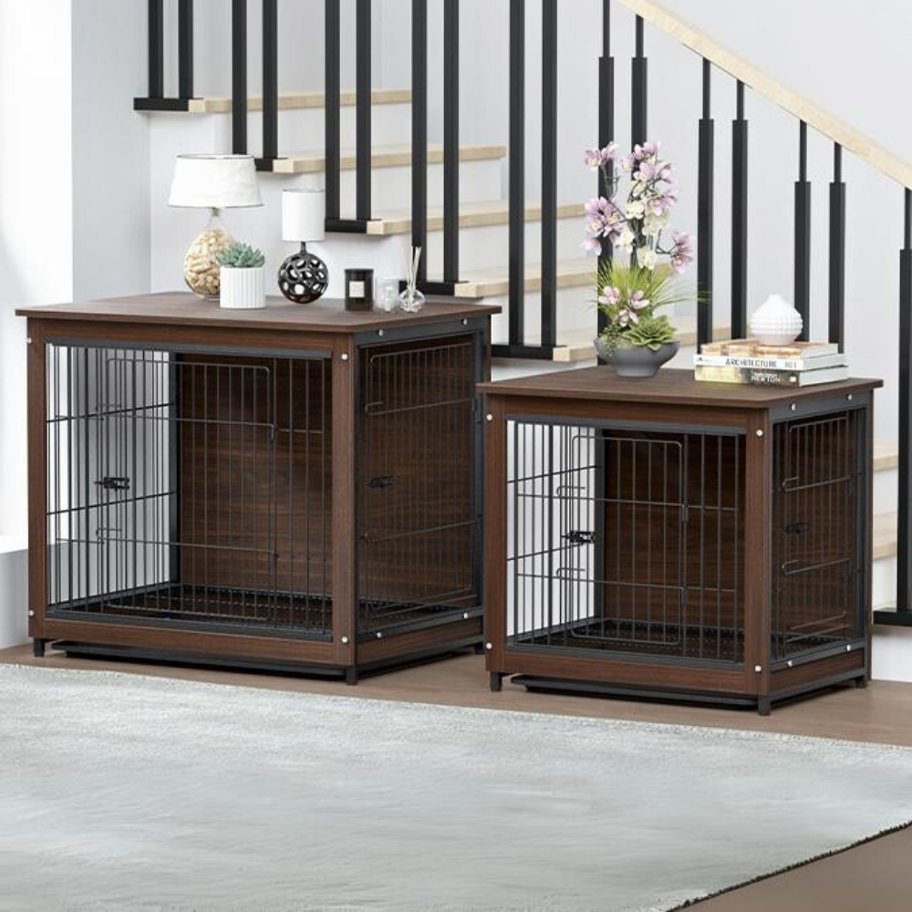 Stylish High-end Wooden Dog Crate End Table Kennel_7