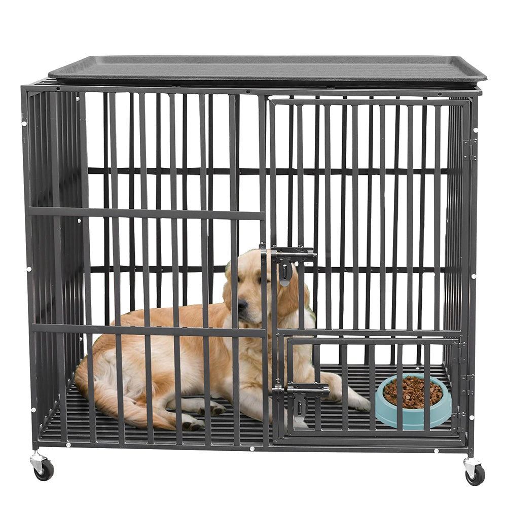 Heavy Duty Pet Dog Cage Strong Metal Crate Kennel Playpen with Wheels &Tray_6