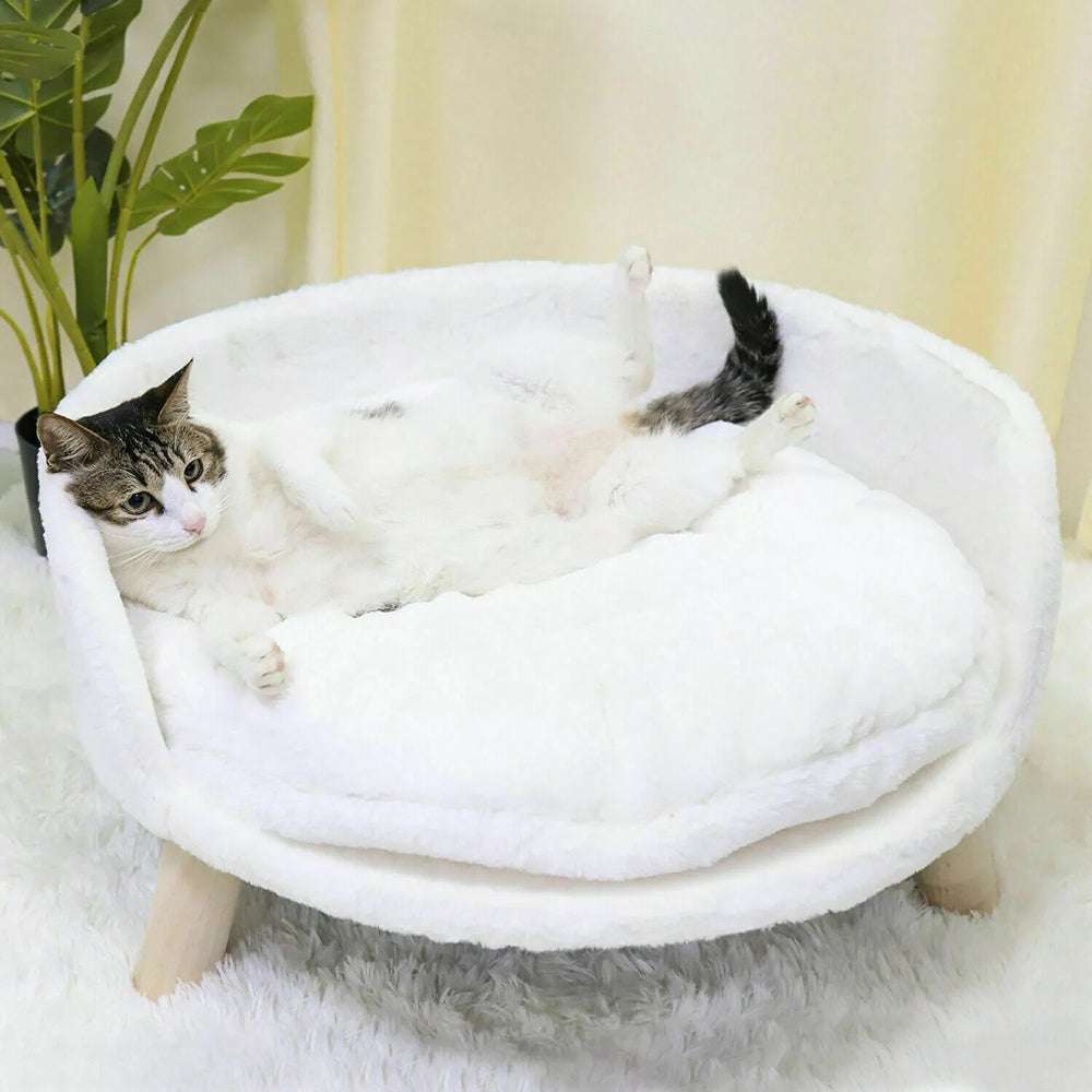 Pet Sofa Bed Raised Cat Chair with Removable Cushion_2