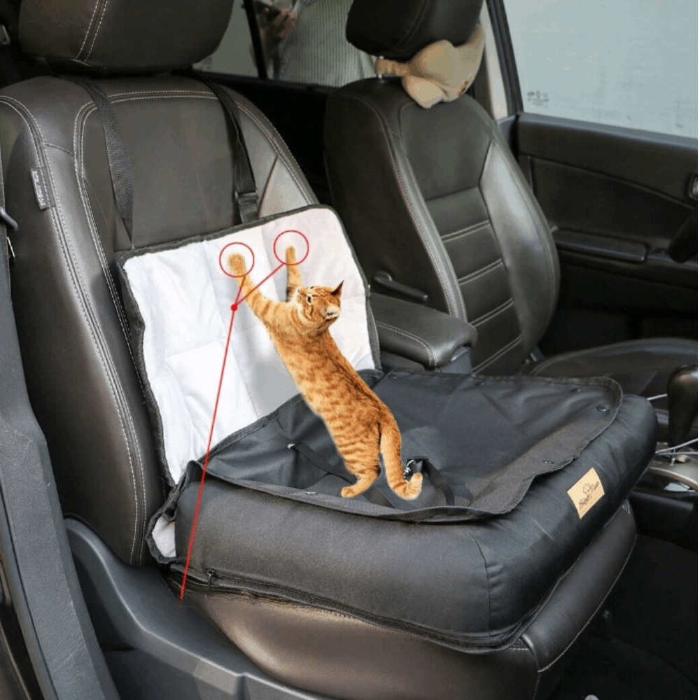 Car Seat Bed Waterproof Pet Cushion Mat with Removable Cover and Safety Belt_2