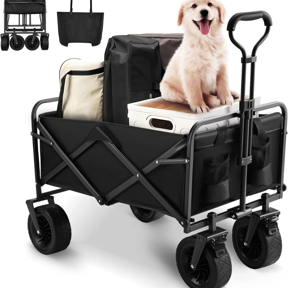 Folding Wagon Cart with Adjustable Handle Bar and Removable Canopy_2