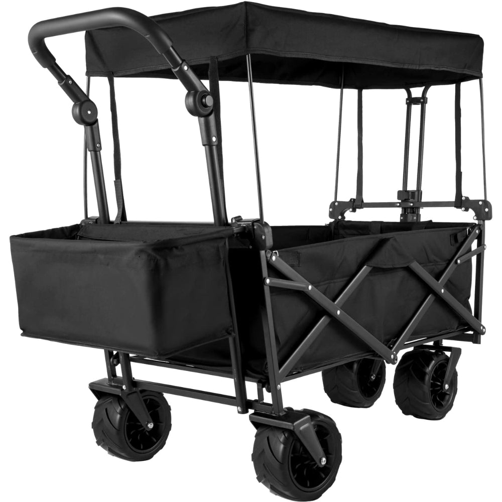 Folding Wagon Cart with Adjustable Handle Bar and Removable Canopy_4