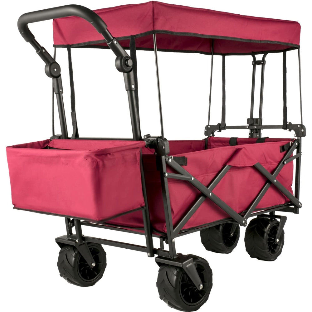 Folding Wagon Cart with Adjustable Handle Bar and Removable Canopy_5