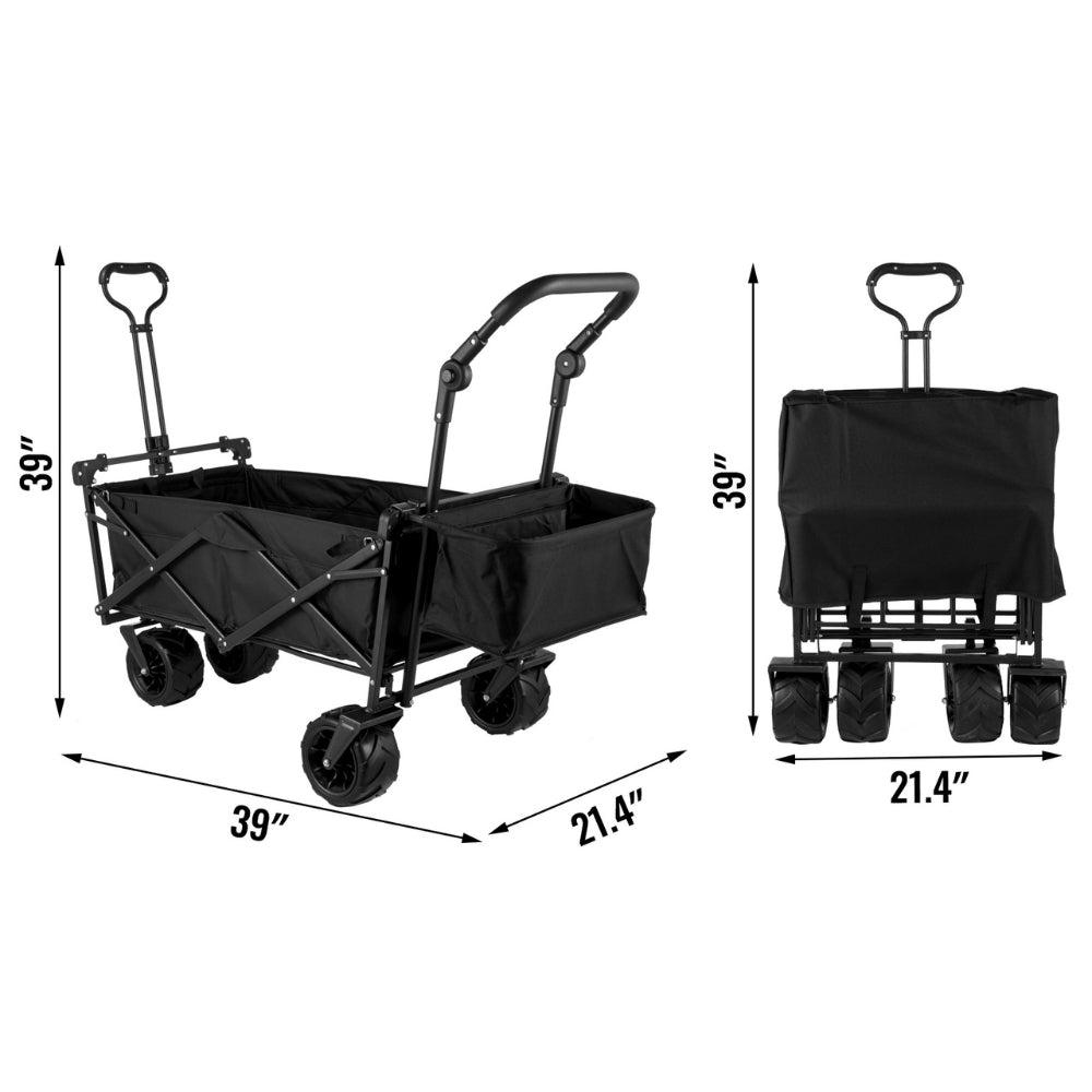 Folding Wagon Cart with Adjustable Handle Bar and Removable Canopy_8