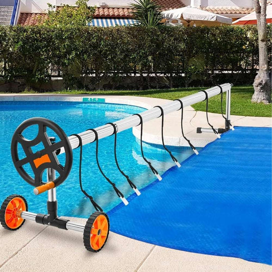 Pool Cover Reel Solar Inground Cover Aluminum Reel Set with Sandbags_0