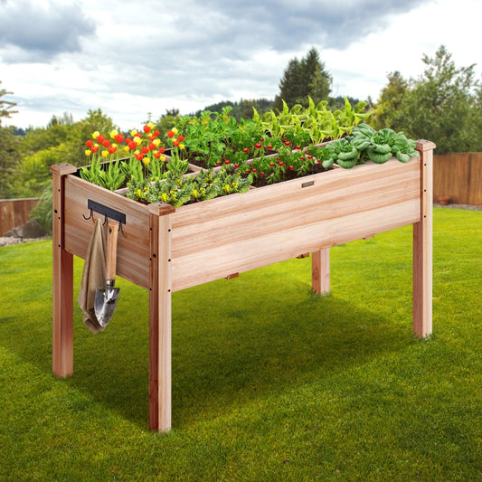 Wooden Raised Garden Bed Planter Box Elevated Floor with Whole Kit and Drainage System_0