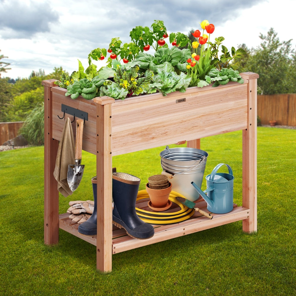 Wooden Raised Garden Bed Planter Box Elevated Floor with Whole Kit and Drainage System_1