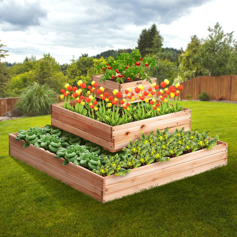 Wooden Raised Garden Bed Planter Box Elevated Floor with Whole Kit and Drainage System_3