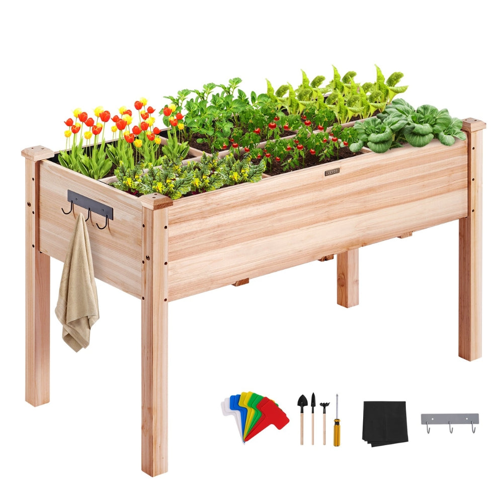 Wooden Raised Garden Bed Planter Box Elevated Floor with Whole Kit and Drainage System_4