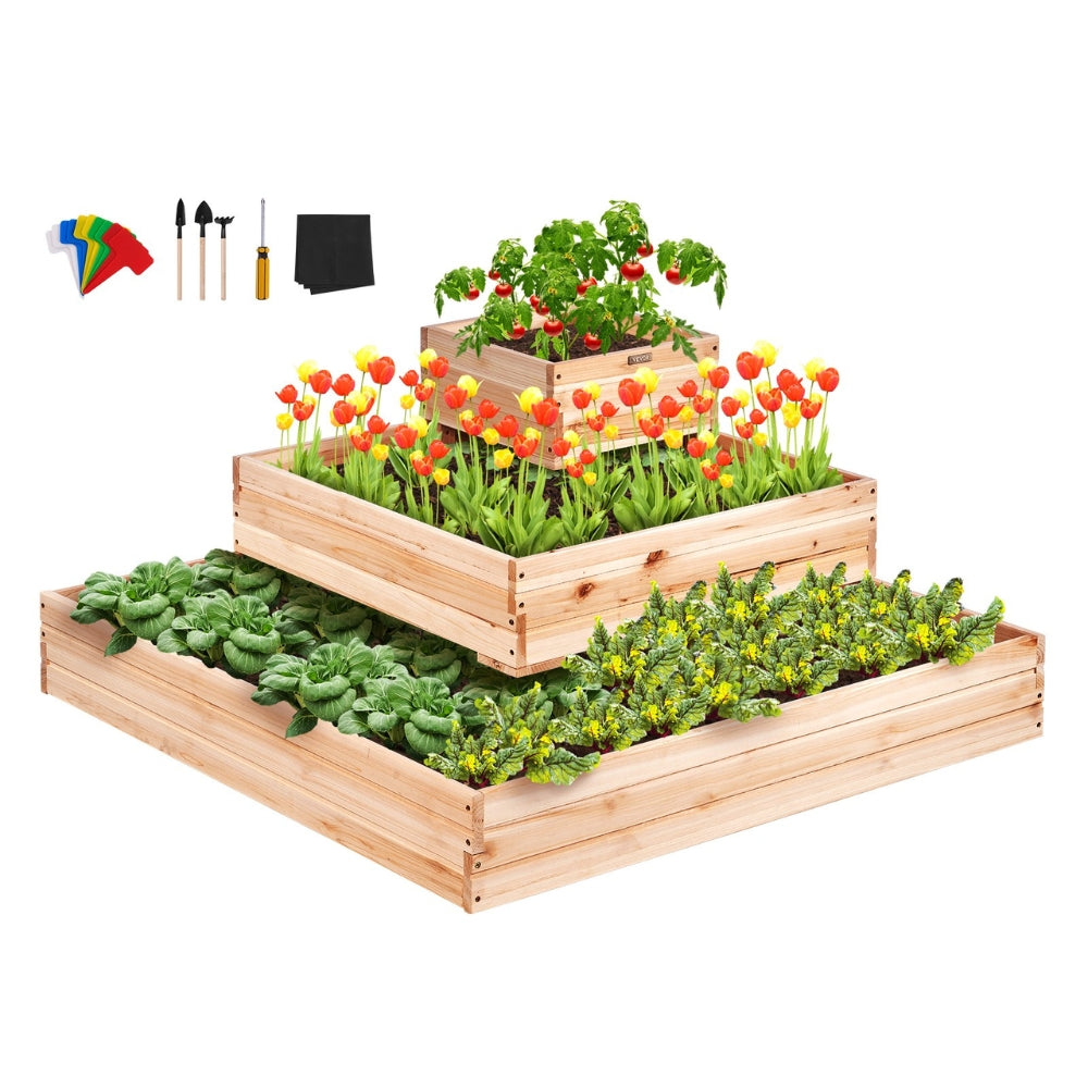 Wooden Raised Garden Bed Planter Box Elevated Floor with Whole Kit and Drainage System_7