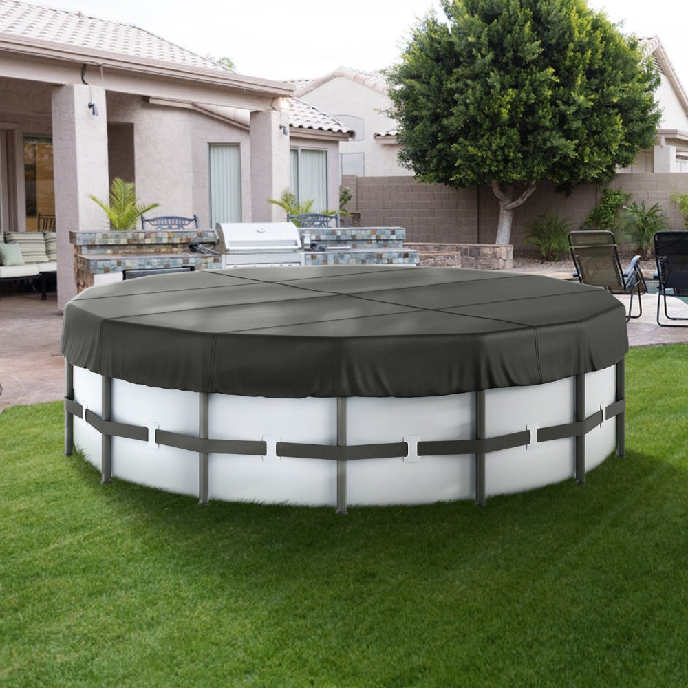 Round Pool Cover Solar Covers for Above Ground Pools Safety Pool Cover with Drawstring Design Black_0