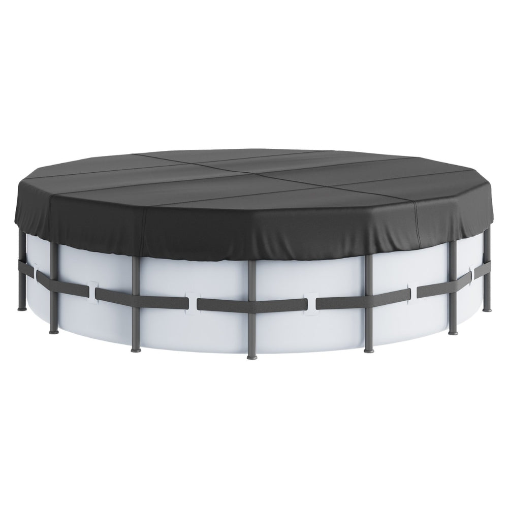 Round Pool Cover Solar Covers for Above Ground Pools Safety Pool Cover with Drawstring Design Black_2