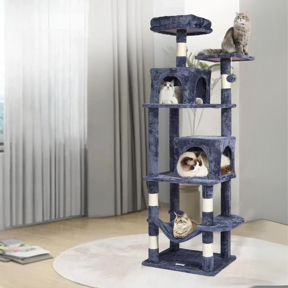 Cat Tower with 2 Cat Condos Sisal Scratching Post_1