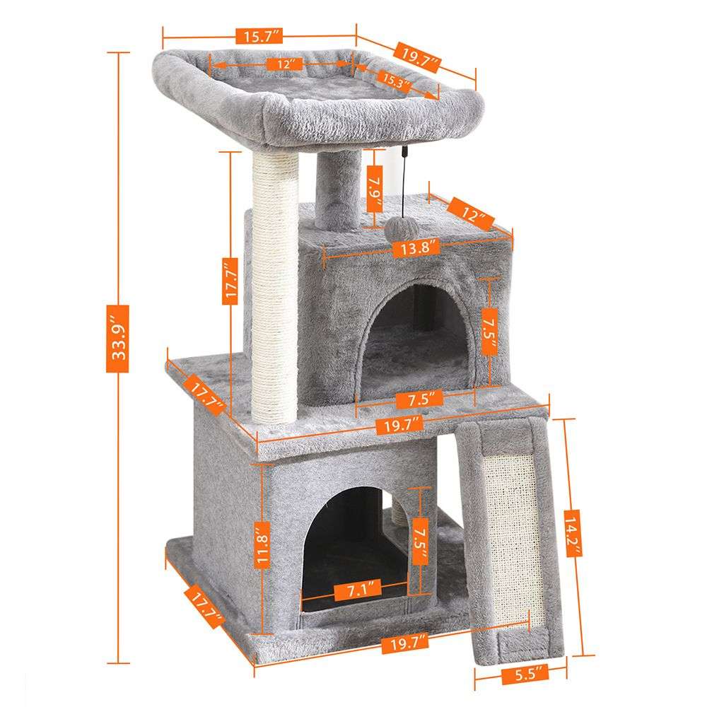 Pet Cat Tree Tower Condo Wood Scratcher with Scratching Post for Cats Climbing Tree_6