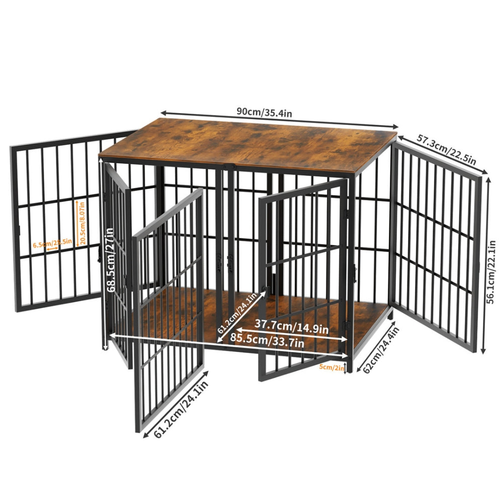 Heavy Duty Furniture Style Dog Cage Side Table Indoor Kennel Crate with Four Doors_5