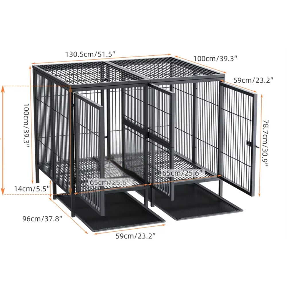 2 in 1 Large Heavy Duty Metal Dog Cage with Removable Divider_5