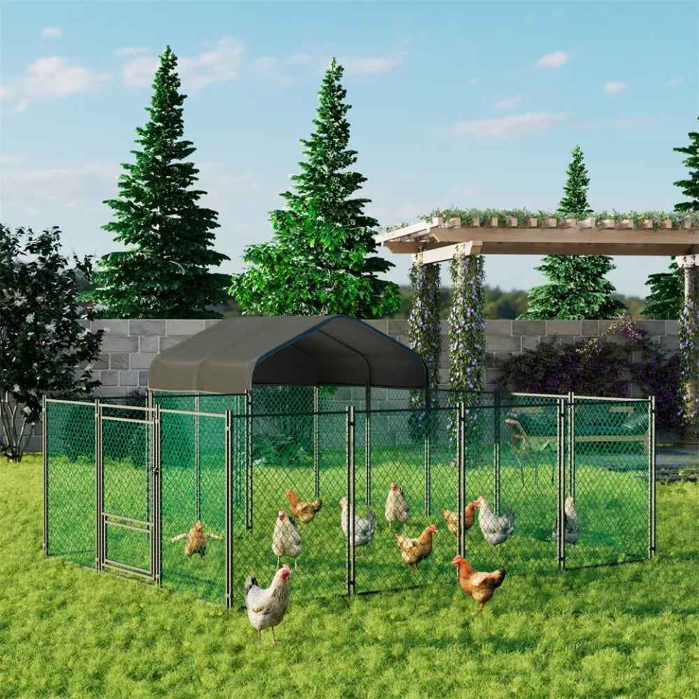 Large Outdoor Chicken Coop Metal Walk In Chicken Run Hen Poultry Cage_2