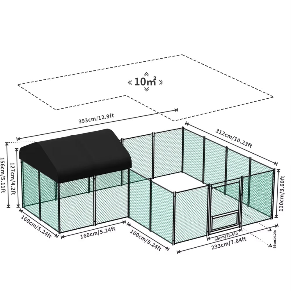 Large Outdoor Chicken Coop Metal Walk In Chicken Run Hen Poultry Cage_5