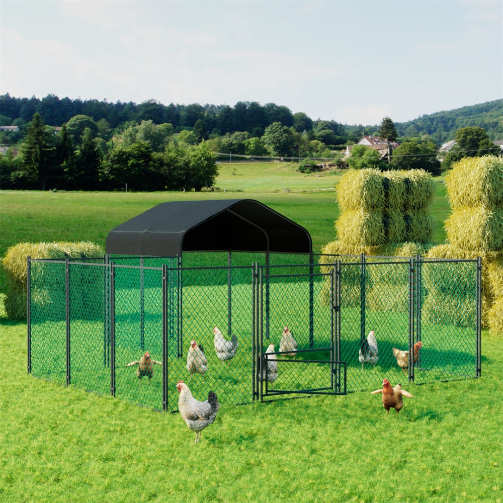 Outdoor Metal Chicken Coop Pen Cage with UV & Water Resistant Full Cover for Outside_5