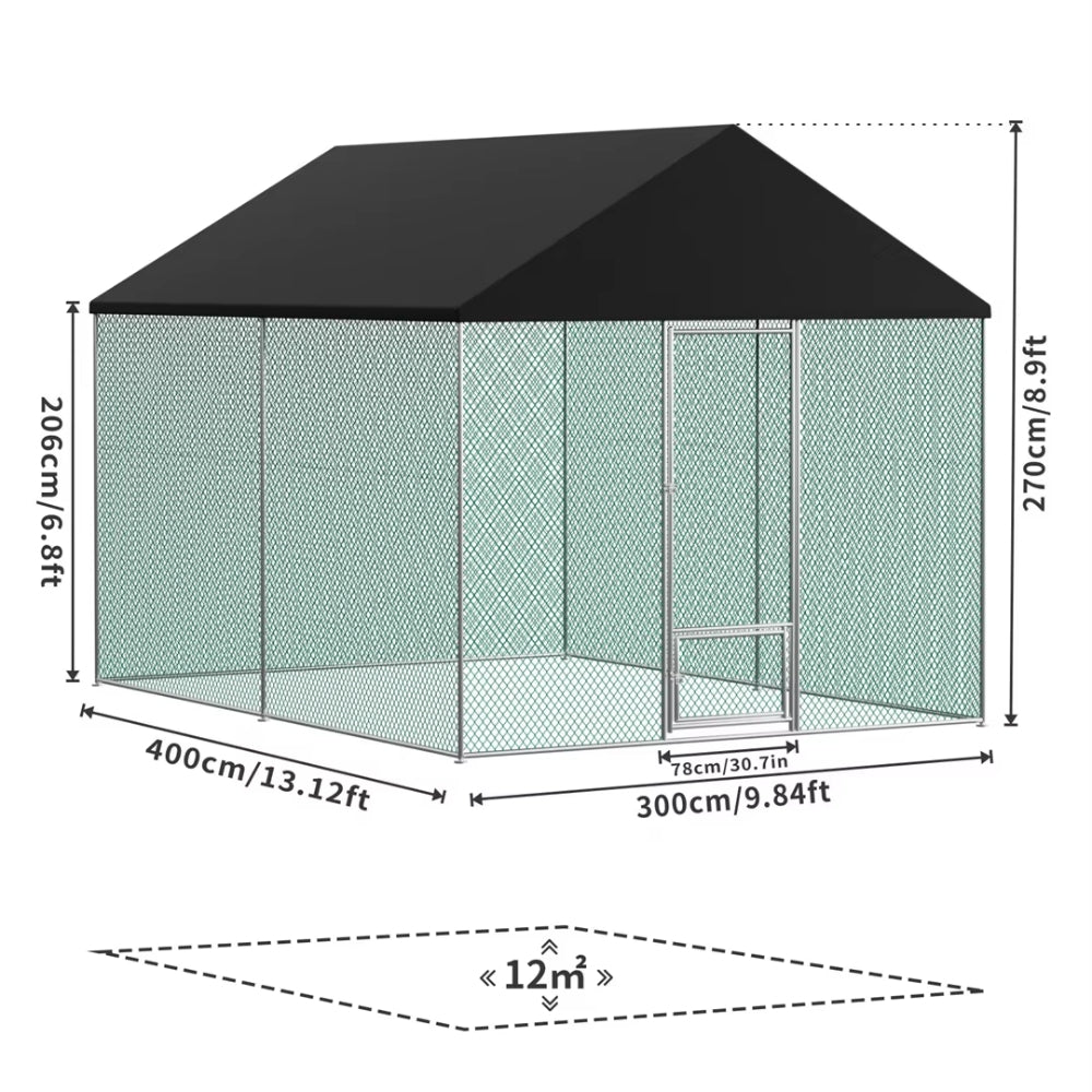 Outdoor Metal Chicken Coop Pen Cage with UV & Water Resistant Full Cover for Outside_7