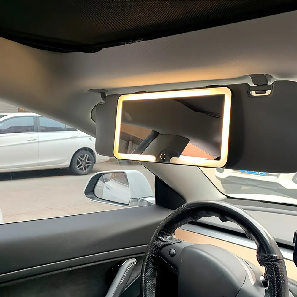 Car Interior Mirrors Sun Visor Plate LED HD Makeup Mirror