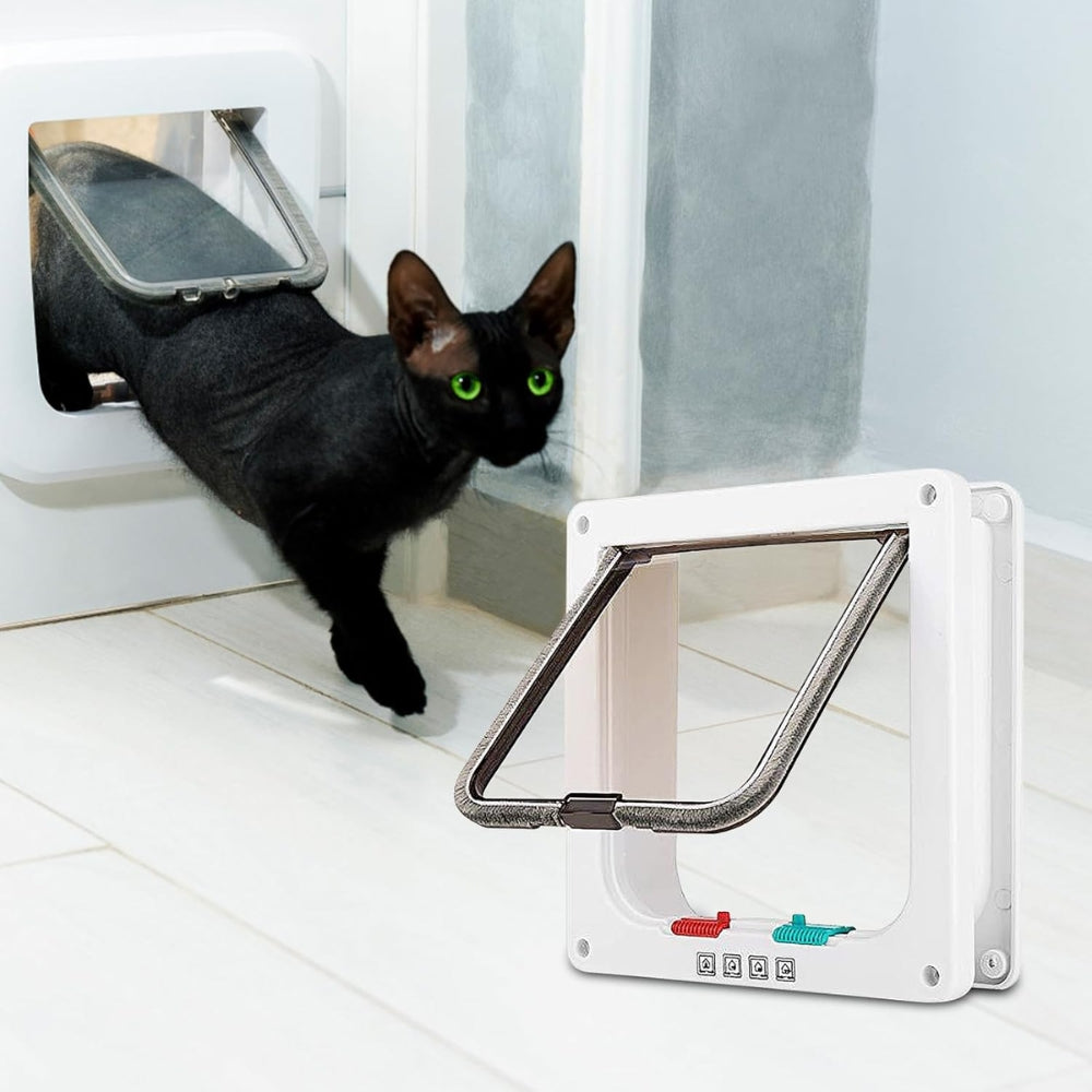 Cat Flap Door Lockable Low Noise Interior Exterior Kitten Door_1