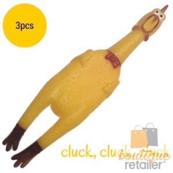 3x SHRILLING CHICKEN Dog Chew Screaming Toy Squeeze Sound Funny Rubber Pet BULK - SEKSI