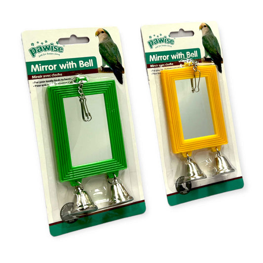 Bird Mirror With Bells - Aviary Toy Budgie Parrot Cockatiel Cage Entertainer - SEKSI