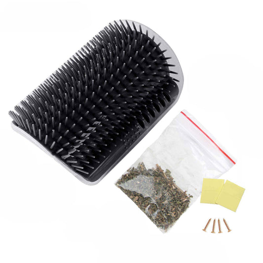 Cat Self Groomer Catnip  Dog Cat Toy Corner Groomer Wall Corner Scratcher Comb Grooming Massage Brush Black - SEKSI