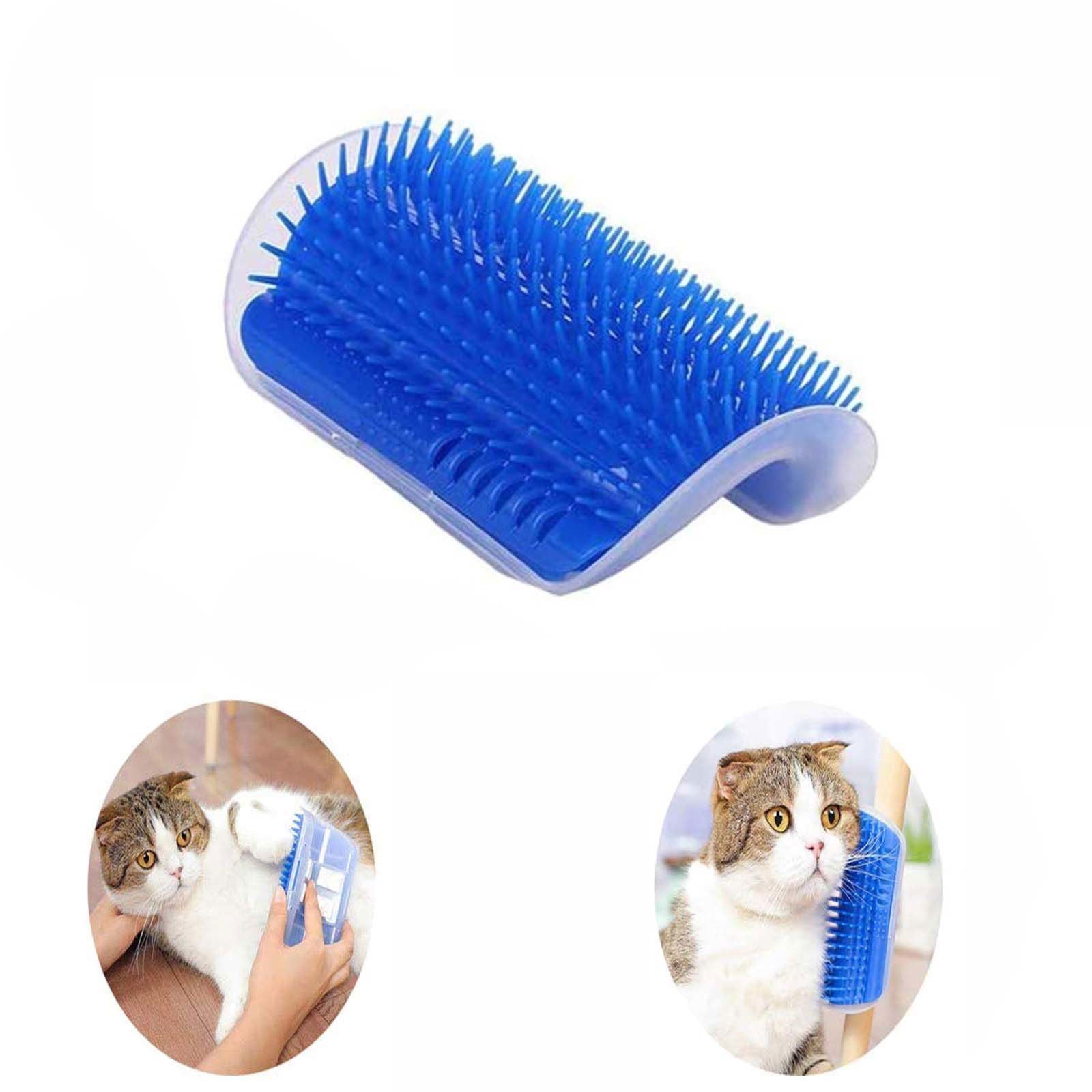 Cat Self Groomer Catnip  Dog Cat Toy Corner Groomer Wall Corner Scratcher Comb Grooming Massage Brush Blue - SEKSI