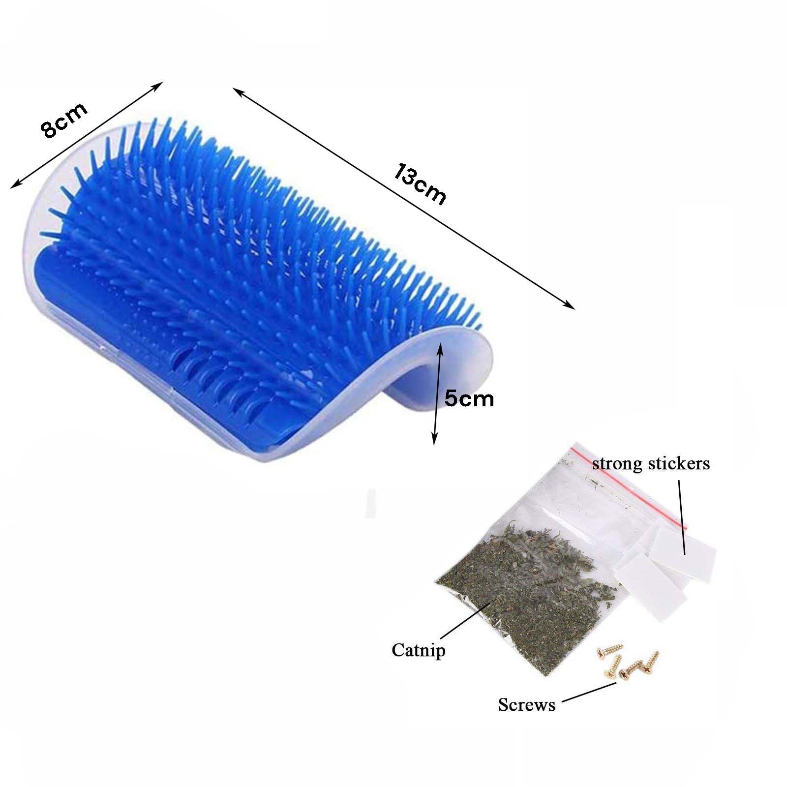 Cat Self Groomer Catnip  Dog Cat Toy Corner Groomer Wall Corner Scratcher Comb Grooming Massage Brush Blue - SEKSI